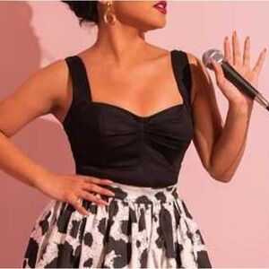 NWT Vixen by Micheline Pitt Vamp Top in Black XS